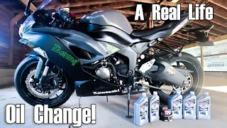 Zx6R My first oil change on this bike!