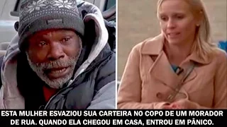 Ela esvaziou sua carteira no copo de um morador de rua. Quando ela chegou em casa, entrou em pânico