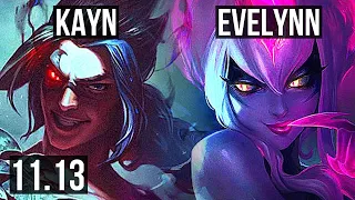 KAYN vs EVELYNN (JUNGLE) | Rank 3 Kayn, 6 solo kills | TR Challenger | v11.13