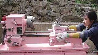 💡Genius girl repair 50 years ago old lathe  repair such as new super easy to use! Genius girl rest