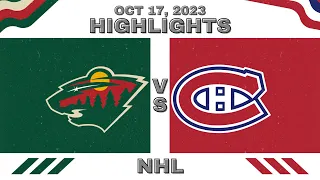 NHL Highlights | Wild vs. Canadiens - October 17, 2023 Gameplay