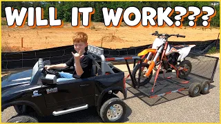 Kid Towing Dirt Bike with Powered Ride On CHALLENGE!