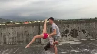 cirque duo hand to hand practice -Dmitry Marshev and Alina Dolgun