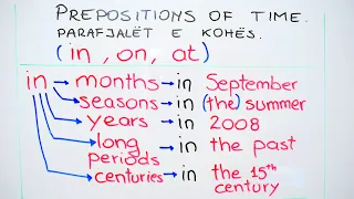 Si të përdorim "Prepositions of time" parafjalët e kohës, "in, on, at".