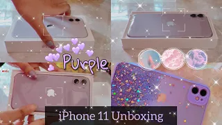 2021 Purple iPhone 11 (128 gb) Unboxing + Accessories / Aesthetic 💜✨