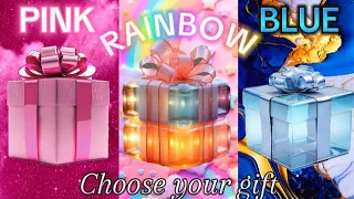 Choose your gift😱🤮🥰||3 gift box challenge| Pink, Rainbow & Blue ELIGE TU REGALO#chooseyourgift#gift
