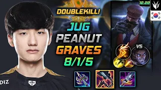 피넛 정글 그레이브즈 템트리 룬 선혈 기발 - Peanut Graves Jungle vs Sylas - 롤 KR 12.22