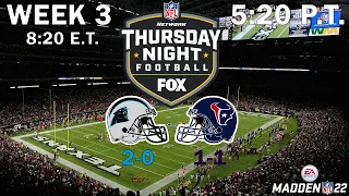 2021 NFL Season - Week 3 - Thursday Night Football: Panthers at Texans (Madden 22)