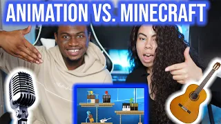 Note Block Battle - Animation vs. Minecraft Shorts Ep 16 (Music by AaronGrooves) - Reaction !!