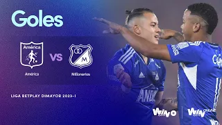América vs. Millonarios (goles) Liga BetPlay Dimayor 2023-1 | Cuadrangulares - Fecha 3