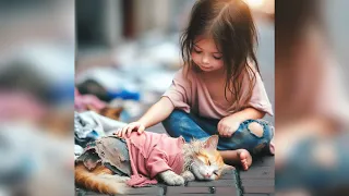 Poor Cat Story_Poor kitten-She`s My Hero 😓🥰 #cute #cat #poorcat #ai #cutecat #sad #story #catmemes