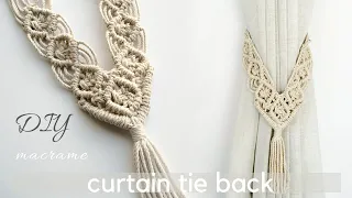 DIY macrame curtain tie back tutorial, macrame diamond pattern with tassel, tutorial #70