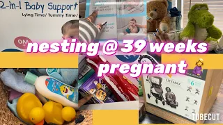 nesting at 39 weeks | unboxing, washing baby clothes, stroller & car seat, hospital bag pt2 || 🤰