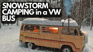 SNOWSTORM CAMPING in a VW BUS