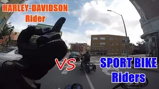 Harley-Davidson rider VS Sport Bikes.