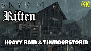 Skyrim - Riften Heavy Rain & Thunderstorm Ambience, Rain Sounds For Sleeping & Relaxation, Skyrim.