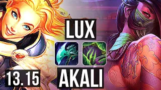 LUX vs AKALI (MID) | 5/0/11, 4.3M mastery, 700+ games | KR Diamond | 13.15