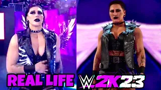 Rhea Ripley Judgement Day Entrance WWE 2K23 vs. Real Life