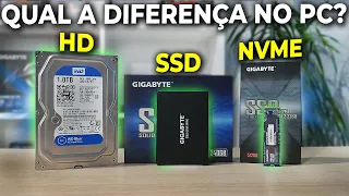 QUAL A DIFERENÇA ENTRE HD, SSD E SSD M.2 NVME NO PC? TESTE PRÁTICO
