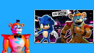 Glamrock Freddy reacts to movie sonic meeting glamrock Freddy in VR chat ￼