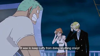 Zoro scolded Sanji and Nami for not stopping Luffy