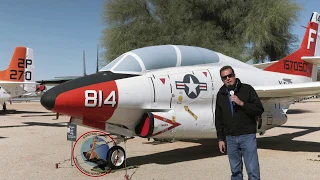 Dennis "Coach" Warren checks out the T-2 Buckeye at Pima Air & Space Museum