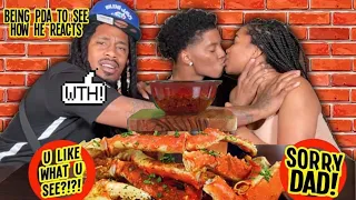 BEING PDA MUKPRANK IN FRONT OF MY DAD TO SEE HOW HE REACTS | KINGCRABS+ EGGS + LOBSTER TAIL MUKBANG