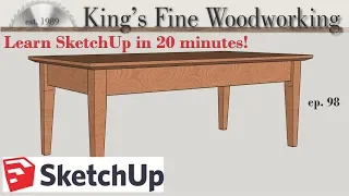 98 - Learn SketchUp in 20 Minutes - Complete Sketch Up Tutorial of a Coffee Table