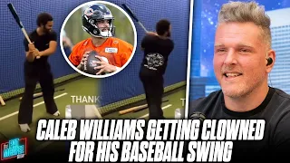 Internet Clowns Caleb Williams For His Baseball Swing "That's A Bad Look.." | Pat McAfee Reacts