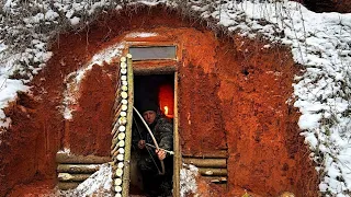 Building a Cave, Primal Shelter | Warm and Cozy Secret Construction | Bushcraft Underground House