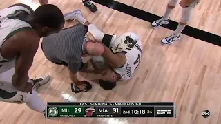 Giannis Antetokounmpo Goes Down Screaming After Scary Injury In Game 4 VS. Miami