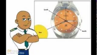 Using your watch and the sun as a compass