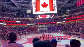 Jonathan Wibben performs the Canadian National Anthem at an Islanders game - UBS Arena - April 2023