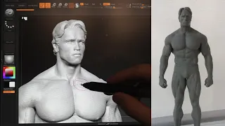 Arnold Schwarzenegger modeling in ZBrush  Creating a realistic figurine for a 3D printer