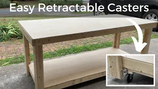 Easy 2x4 Workbench/Outfeed Table | DIY Retractable Casters