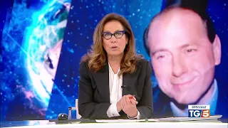 Annuncio morte Berlusconi TG5 - Sequenza canale 5 - edizione straordinaria - 12 Giugno 2023, 10:45