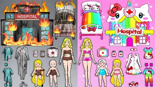 Barbie Dolls Dress Up - Barbie Decorate Rainbow Hello Kitty Hospital | Barbie's New Home