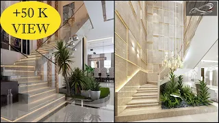 Duplex Staircase Walls Decor | Staircase Wall Cladding Designs | Staircase Stone Wall Ideas | I.A.S