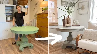 Furniture flip! - IT DIDN'T START GREEN!!! - Paint with Annie Sloane chalk paint. Vintage table!