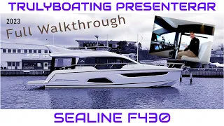 Sealine F430 - Genomgång ombord av 2023 års F430 med tre kabiner.
