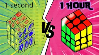 1 Second VS 1 Hour (drawing rubiks cube)