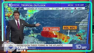 Tracking the Tropics: Tropical Depression Three forms in the central Atlantic