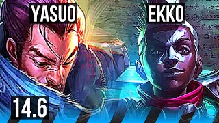 YASUO vs EKKO (MID) | 6 solo kills, 1100+ games | BR Master | 14.6