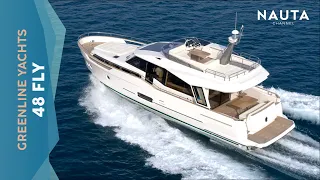 Greenline Yachts 48 Fly - Hybrid Cruiser boat - Exterior and cabin tour