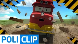 Train accident in The Brooms town | Robocar Poli Clips