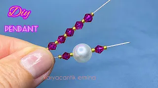 how to make easy pendant // Pearl necklace tutorial