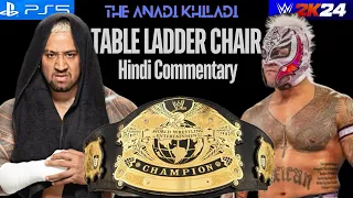 Solo Sikoa vs Rey Mysterio | Table Ladder Chair Match | World Heavyweight Championship | WWE 2K24