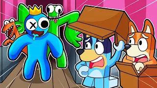 ¡ESCAPA de LOS RAINBOW FRIENDS CON BLUEY Y BINGO en ROBLOX! 😨🤫 LAS AVENTURAS DE BLUEY en ROBLOX