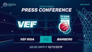 VEF Riga v Brose Bamberg - Press Conference - Basketball Champions League 2019-20