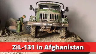 DIORAMA STORY Soviet-Afghanistan war (1/35 scale model of Zil-131 and miniature soldiers)